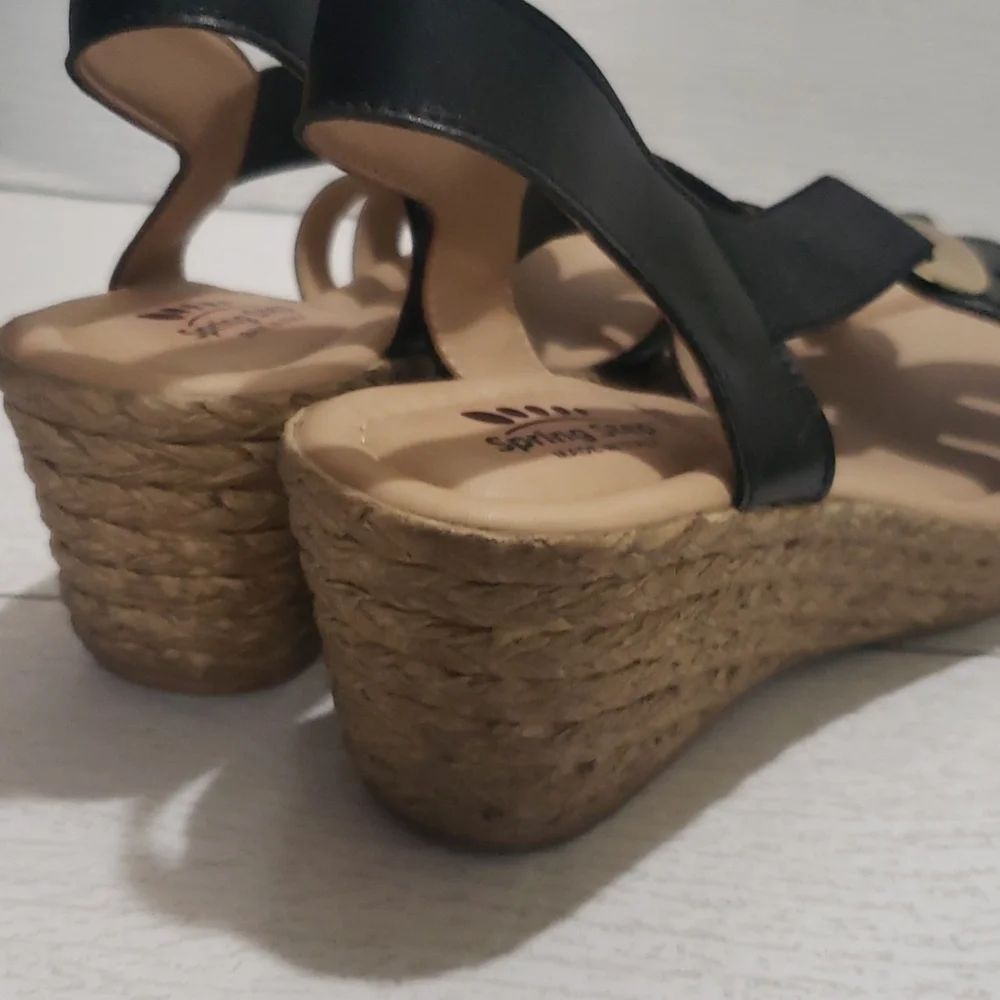 Spring Steps 38 sling back open toe wedges espadrilles